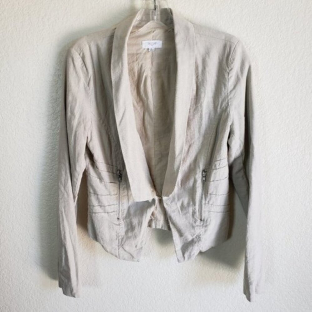 Chocolate USA Linen/Rayon Lagenlook Summer Blazer Jacket in Ivory size S - Picture 4 of 14